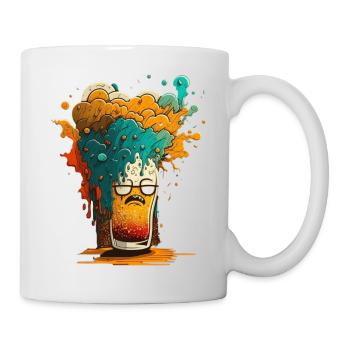 Bunte Bier Explosion Cartoon Style - Tasse - Weiß - Rechts