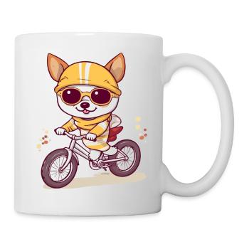 Lilo der Hund auf dem Fahrrad - Tasse - Weiß - Rechts