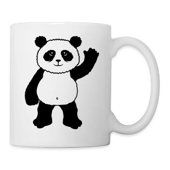 Aufrecht Stehender Panda Bär Winkt Freundlich - Tasse - Weiß - Rechts