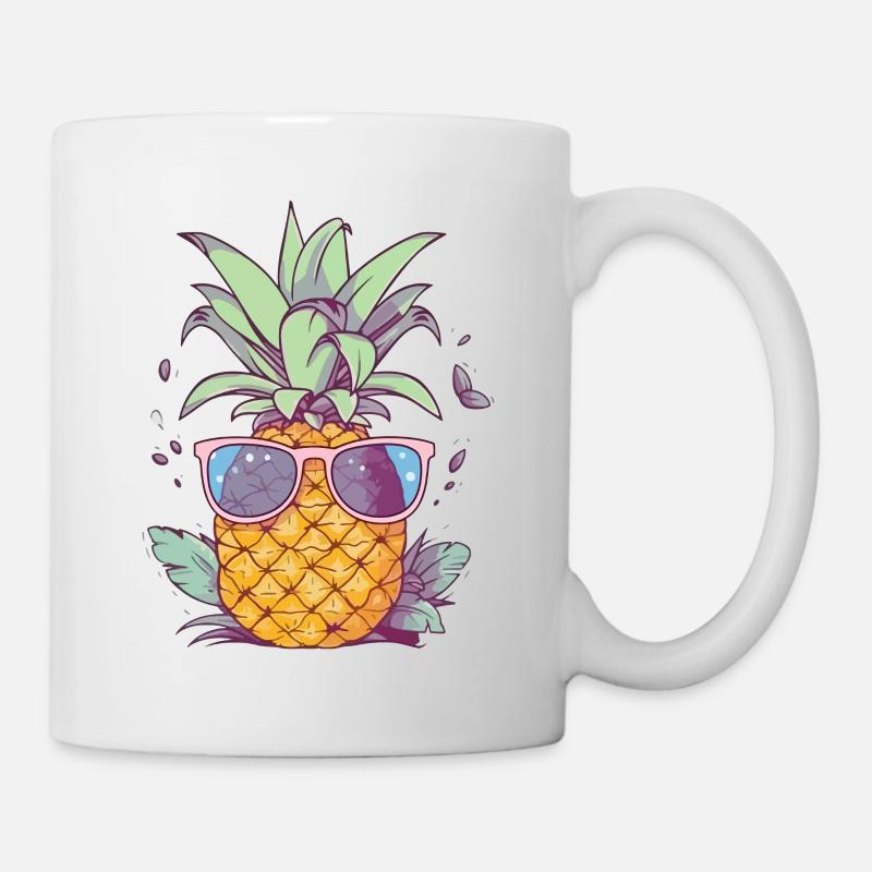 Ananas Lunettes de soleil Vacances d’été Tropical - Mug blanc - blanc