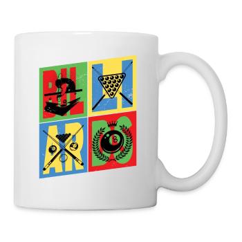 Billard Pool Snooker Queue Kugeln Vintage Retro - Tasse - Weiß - Rechts