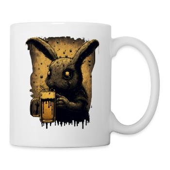 Lapin mignon mais dangereux avec de la bière - Mug blanc - blanc - Droite
