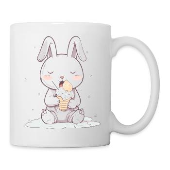 Gâterie estivale : Lapin avec crème glacée - Mug blanc - blanc - Droite