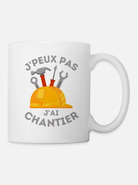 chantier de construction de batiment - Mug blanc - blanc