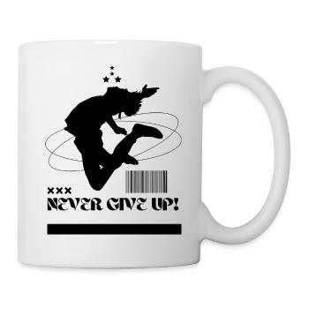Never Give UP - Tasse - Weiß - Rechts