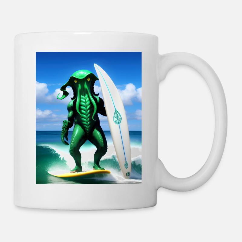 Surf Cthulu #002 - Mug blanc - blanc