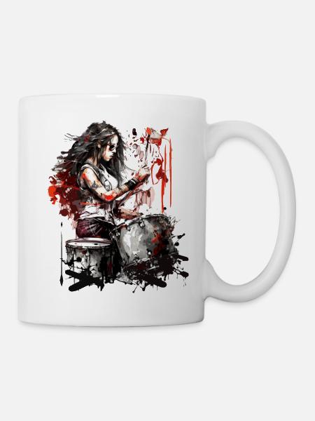 Coole Schlagzeugerin - Tasse - Weiß