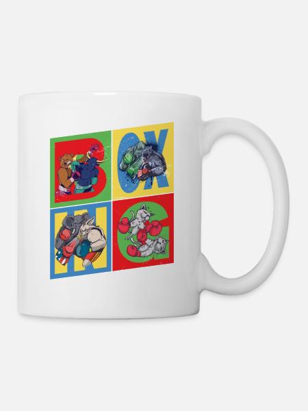 Boxen Boxer Boxkampf Sport Tiere Cartoon Comic - Tasse - Weiß