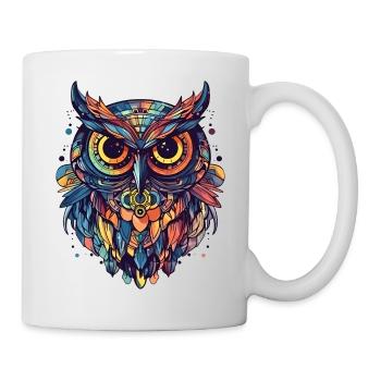 Hibou coloré de style dessin animé - Mug blanc - blanc - Droite