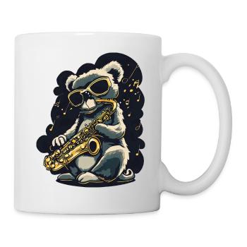 Koala mit Saxofon Cooler Jazz Musiker Sonnenbrille - Tasse - Weiß - Rechts