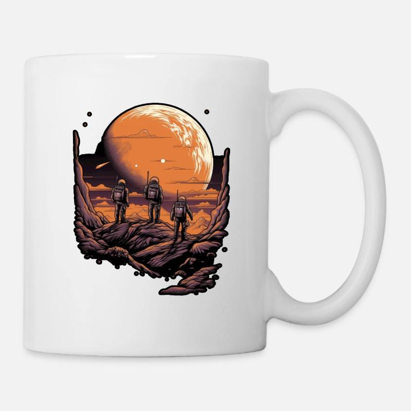 A group of Astronauts Exploring an Alien planet - Mug - white