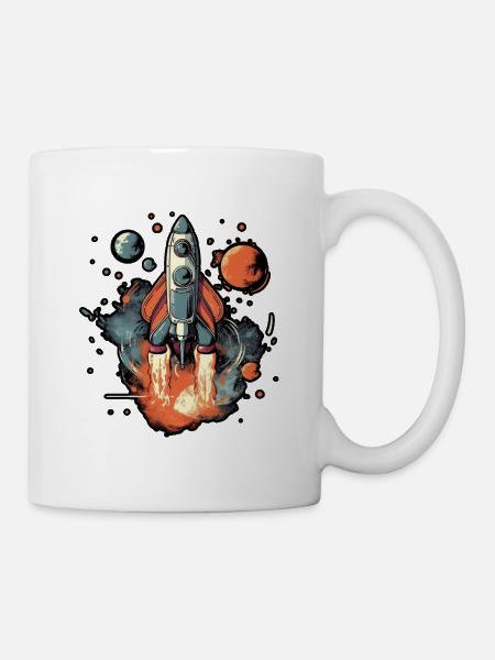 A Space Rocket Launch Through Space - Mug - white