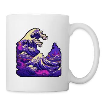 Tsunami-Welle japanische Kunst, niedrige Farbpalette - Tasse - Weiß - Rechts