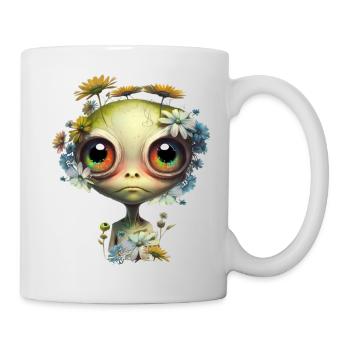 Mignon extraterrestre avec des fleurs - Mug blanc - blanc - Droite