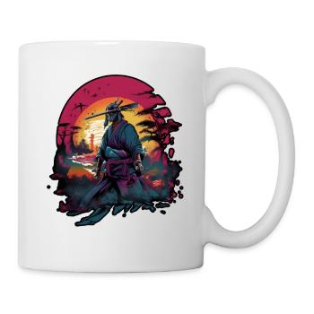 Chinese Warrior emerging from sunset, vector - Mug blanc - blanc - Droite