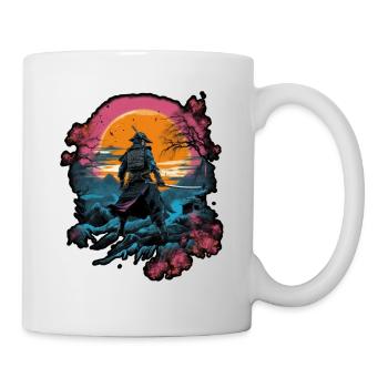 Chinese Warrior emerging from sunset, vector - Mug blanc - blanc - Droite