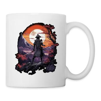 Chinese Warrior emerging from sunset, vector - Mug blanc - blanc - Droite