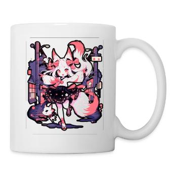 Anime girl kitsune posing, cute , fox, - Mug - white - Right