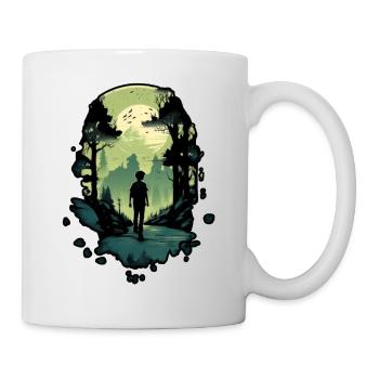 Wilderness Explorer, Man silhouette on forest - Mug blanc - blanc - Droite