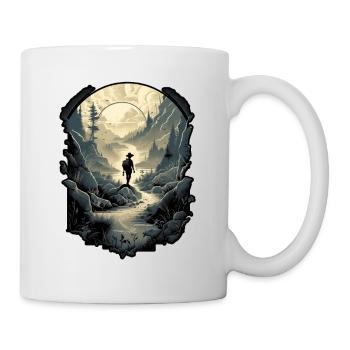 Wilderness Explorer, Man silhouette on forest - Mug blanc - blanc - Droite