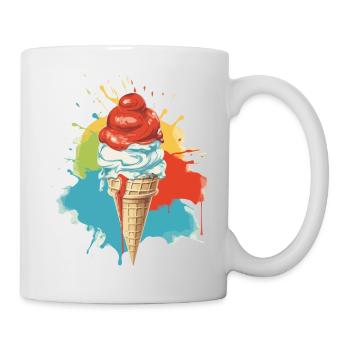 Italienisches Vanille-Erdbeer-Eis - Tasse - Weiß - Rechts