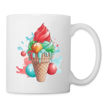 Erdbeer-Pistazien-Eistüte - Tasse - Weiß - Rechts