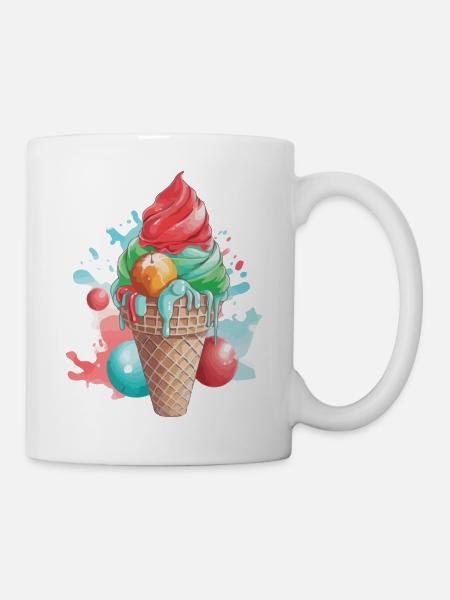 Cornet de glace pistache fraise - Mug blanc - blanc