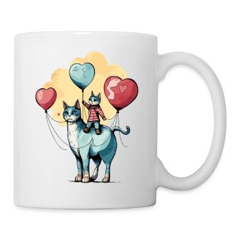 Katze Vater und Sohn - Tasse - Weiß - Rechts
