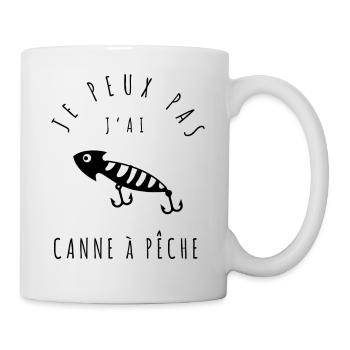 canne a Peche - Je peux pas, j'ai canne à pêche - Mug blanc - blanc - Droite