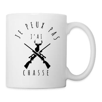 chasse - Je peux pas, j'ai chasse - Mug blanc - blanc - Droite