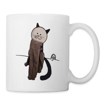 Handtuch Katze - Tasse - Weiß - Rechts