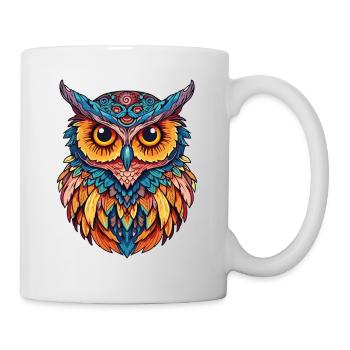 Owl Animal Bird Nature Wilderness Mysticism Colorful Art - Mug - white - Right
