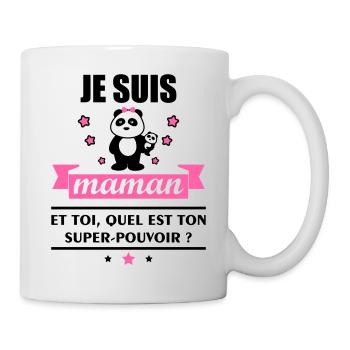 maman super pouvoir, cadeau fête des mères - Mug blanc - blanc - Droite
