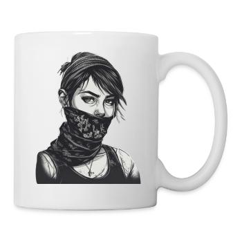 Rebel young woman with bandana cool look street - Mug - white - Right