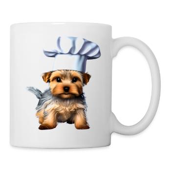 Restaurateur, Chiot chien, Chien cuisinier, Yorkshire Terrier - Mug blanc - blanc - Droite