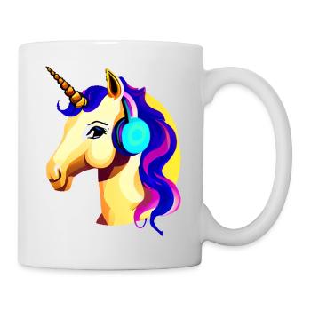 Licornes Licorne Écouter de la musique Licorne animale mythique - Mug blanc - blanc - Droite