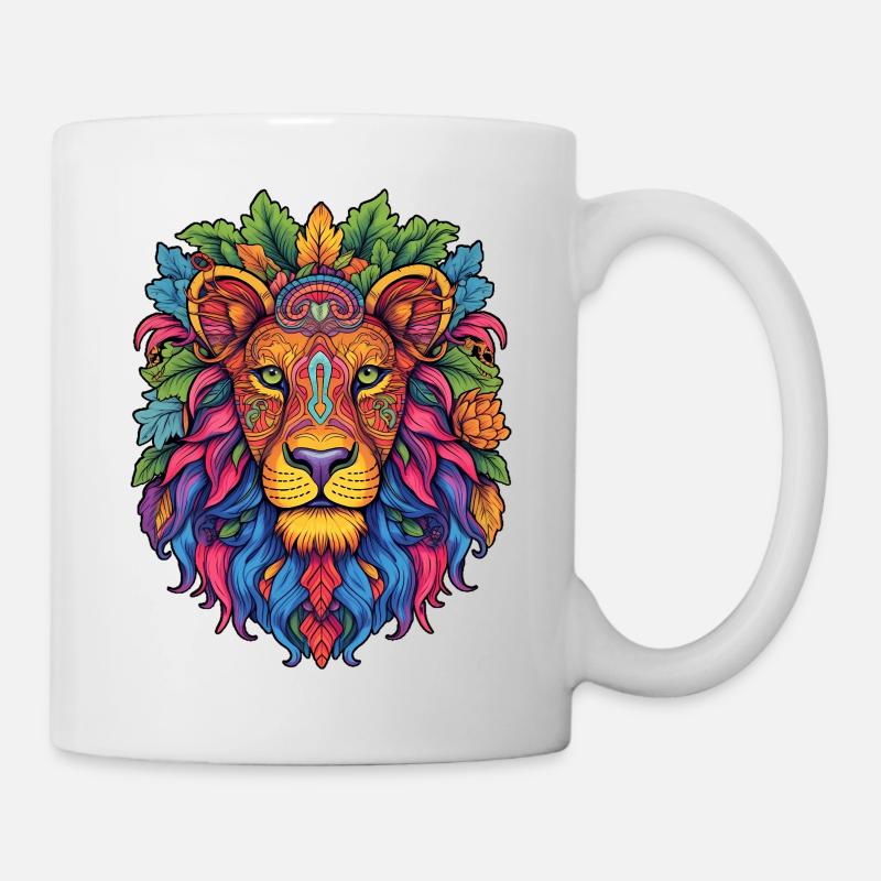 Mandala du Lion Arc-en-ciel - Mug blanc - blanc