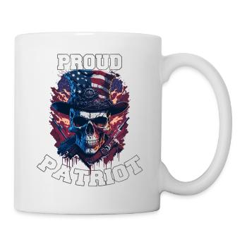Proud Patriot american skull with guns, 4th july - Mug - white - Right