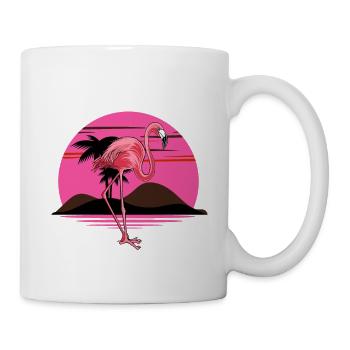 Palmier flamant rose été - Mug blanc - blanc - Droite