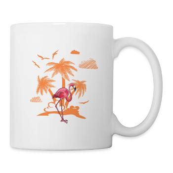 Flamant rose vacances palmier - Mug blanc - blanc - Droite