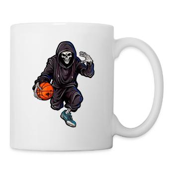 Crâne en combinaison de jogging avec ballon de basket-ball - Mug blanc - blanc - Droite