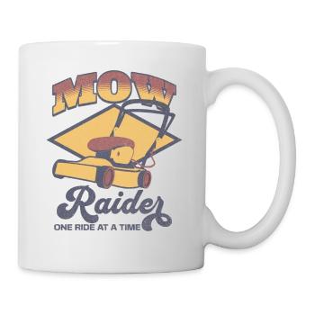 Mow Rider Retro Garten Illustration - Tasse - Weiß - Rechts