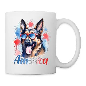 America Dog 4th of July Independence Day Freedom - Mug - white - Right