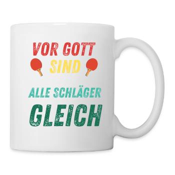 Vor Gott sind alle Schläger gleich - Tasse - Weiß - Rechts