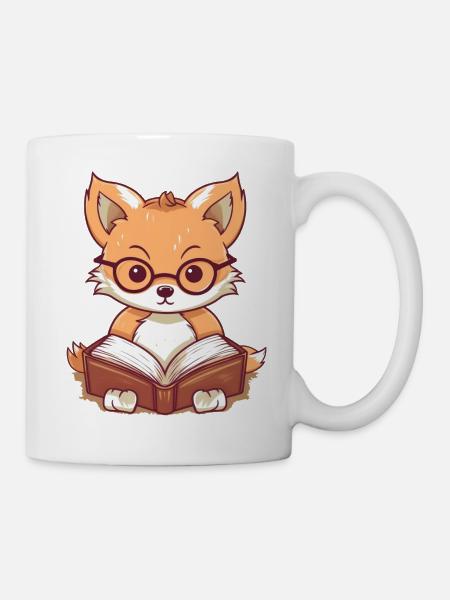 Süßer Fuchs liest ein Buch - Tasse - Weiß