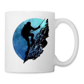 Mountaineer on mountain face (blue) - Mug - white - Right