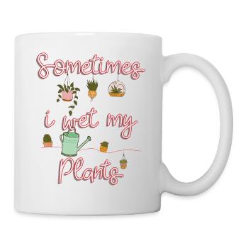 JARDINAGE I Parfois, je mouille mes plantes - Mug blanc - blanc - Droite