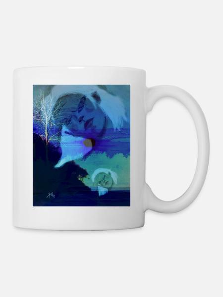 Die Puppenspielerin in blau - Tasse - Weiß