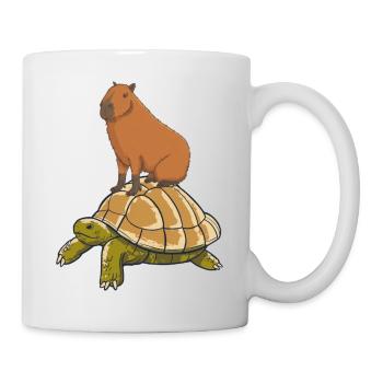 Capybara chevauche une tortue - Mug blanc - blanc - Droite