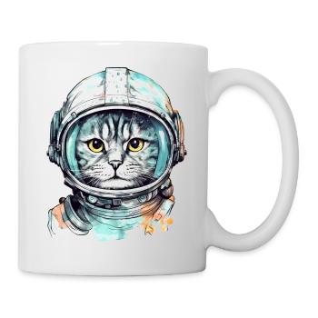 Space Cat Vintage Drawing - Mug - white - Right